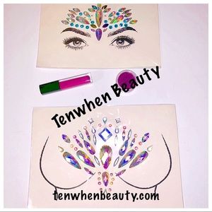 Face, body, lipstick and glitter